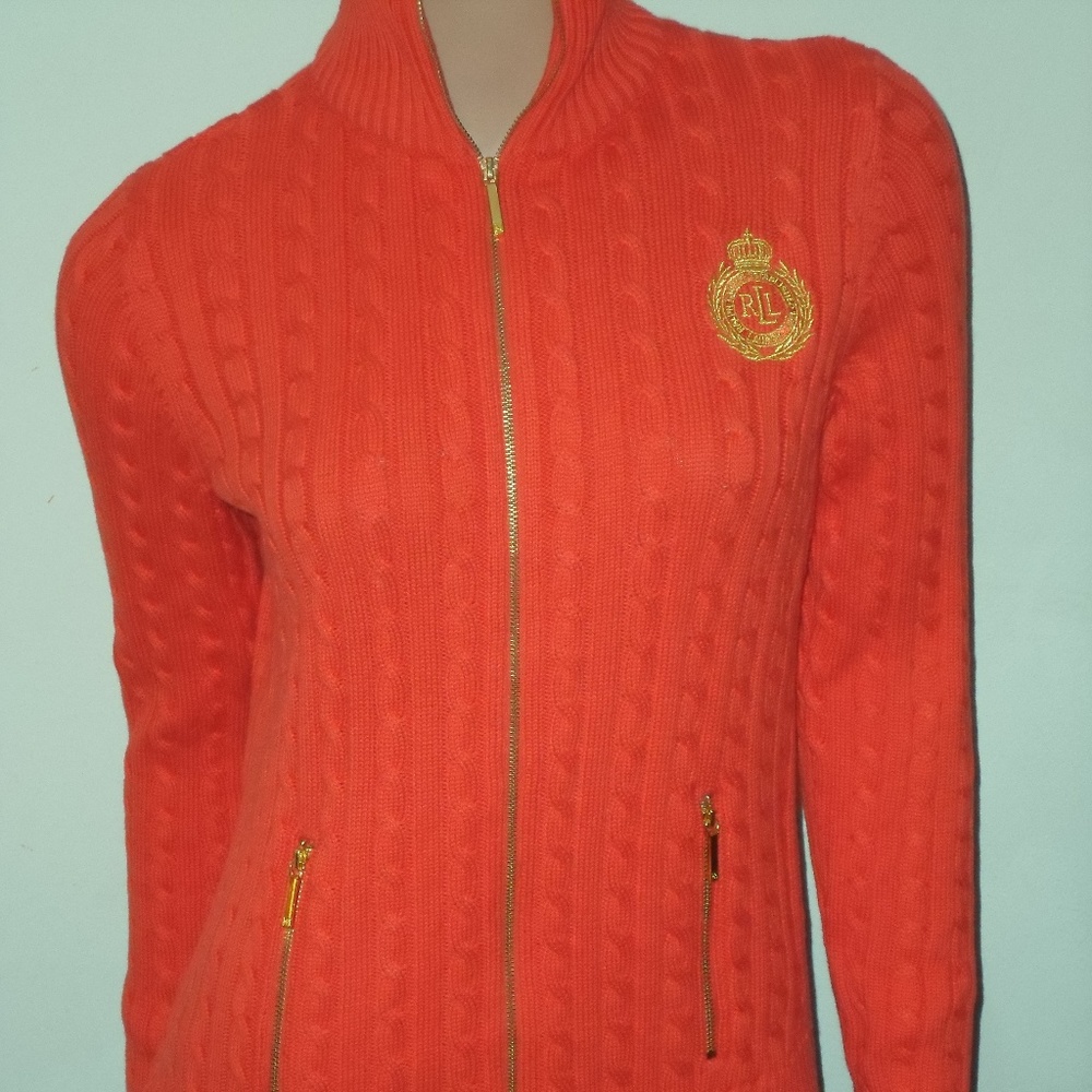 POLO RALPH LAUREN WOMEN SWEATER GOLD RLL LOGO NWT
